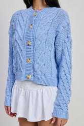 Women Lightweight Chunky Cable Knit Cardigan Zarnesh